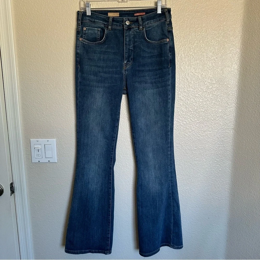 Pilcro Anthropologie Bootcut High Rise Blue Flared Jeans Size 28 - Picture 3 of 13